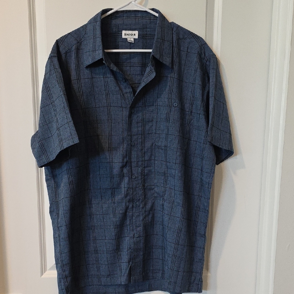 Haggar Men's Blue Checkered Men's Shirt